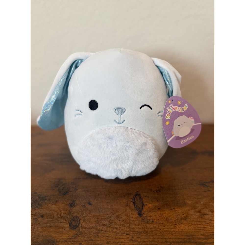 Squishmallows Bastian Blue Bunny Easter Plush 8inch Winking Rabbit NWT SQER00528